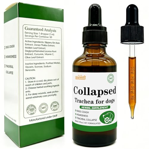 Encausto Collapsed Trachea Support For Dogs Herbal Extract Supplement Soothe Cough & 1.7 Oz