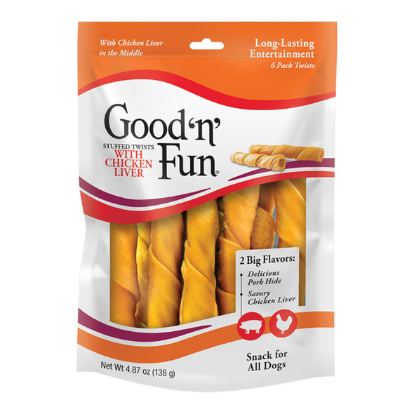 Good 'n' Fun Rawhide Twists Chicken Liver Recipe 6Count