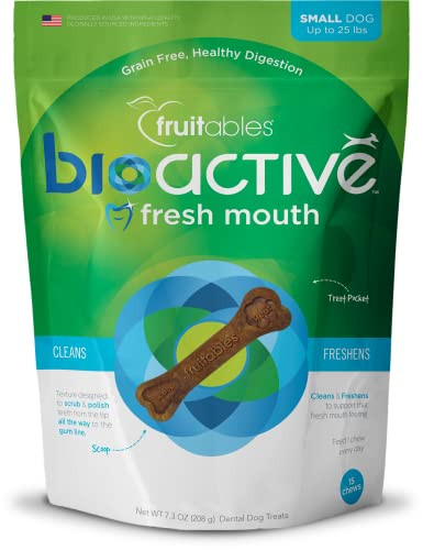 Fruitables Bioactive Fresh Mouth Dental Chews Small Dog Treats Pet Supplies Teeth 7.3Oz 25 Lbs