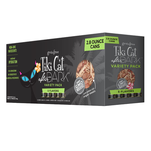 Dogswell Tiki Cat After Dark Wet Cat Food Variety Pack . Cans 2.8 Oz 12 Count