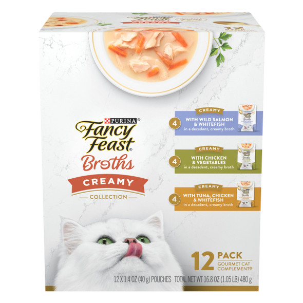 Fancy Feast Purina Fancy Feast Lickable Broth Topper Complement Creamy Wet Cat Food 1.4 Oz Variety Pack