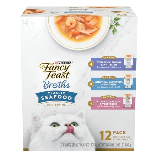 Fancy Feast Purina Fancy Feast Lickable Wet Cat Food Broth Complement Classics Collection 1.4 Oz Variety Pack