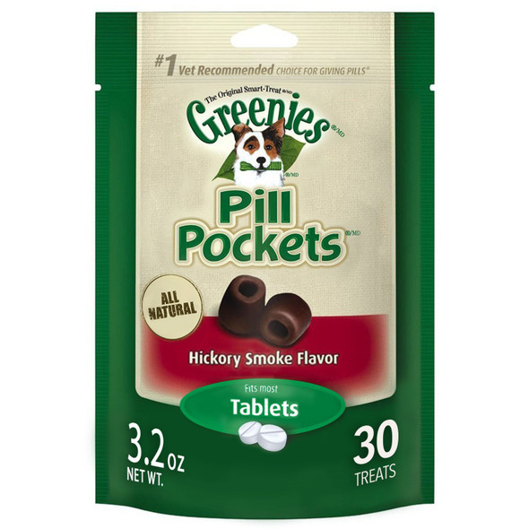 Greenies Pill Pockets Treats For Dogs Hickory Smoke Tablet Size (Pack Of 30 Count
