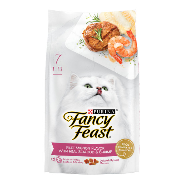 Fancy Feast Purina Filet Mignon Flavor With Real Seafood & Shrimp Dry Cat 7 Pound Pack Of 1