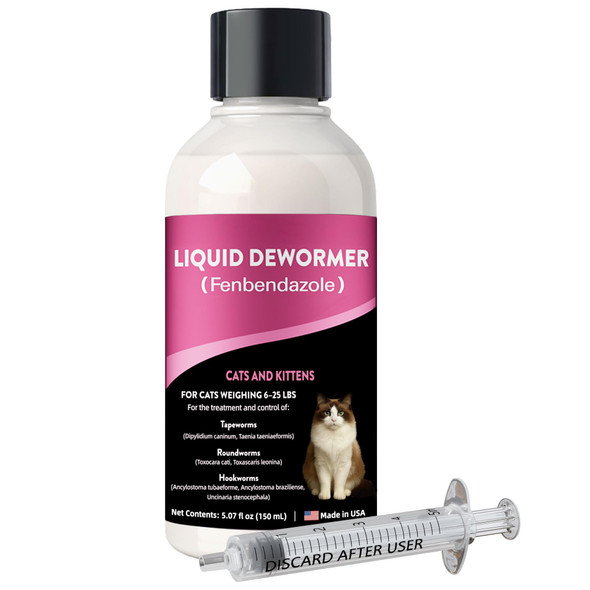 Durvmed Liquid Dewormer For Cats & Kittens Fenbendazole Cat Dewormer For Tapeworms 150 Ml