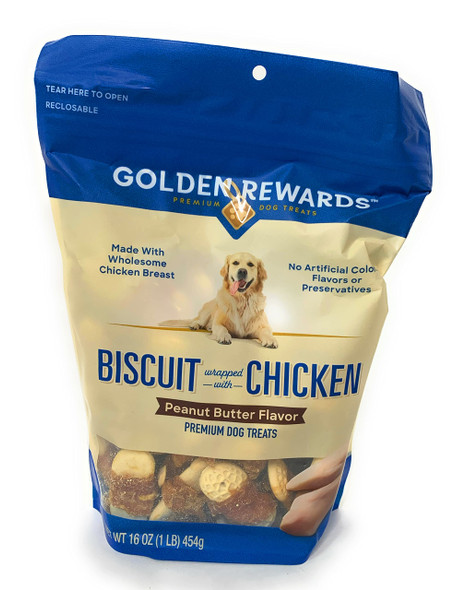 Golden Rewards Peanut Butter Flavored Biscuits Wrapped With Chicken For Dogs Made With 16 Oz