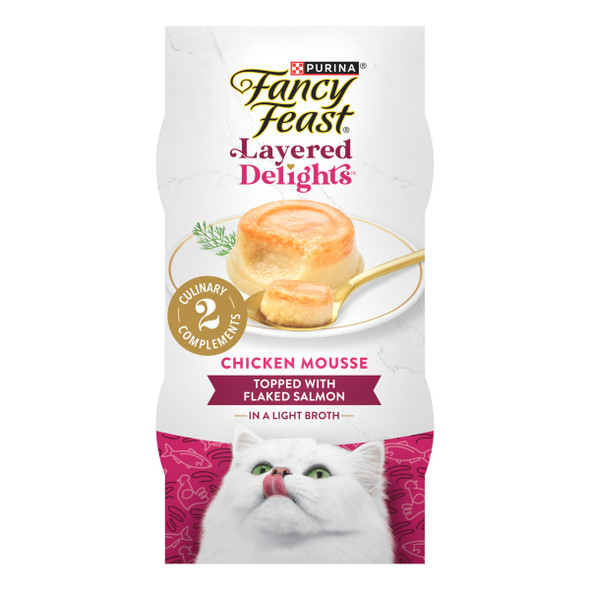 Fancy Feast Purina Fancy Feast Layered Delights Chicken Mousse Topped With Flaked Salmon 1.96 Oz Pack Of 8
