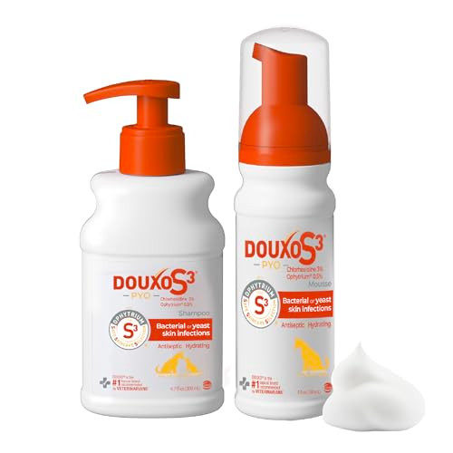 Douxo S3 Pyo Chlorhexidine Shampoo & Mousse For Dogs Set Antibacterial & Antiseptic 6.7 Oz