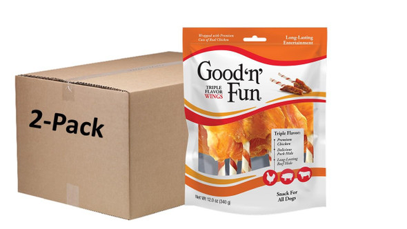 Good 'n' Fun Triple Flavor Wings Chews For All Dogs Treat Your Dog To 12 Ounces Pack Of 2