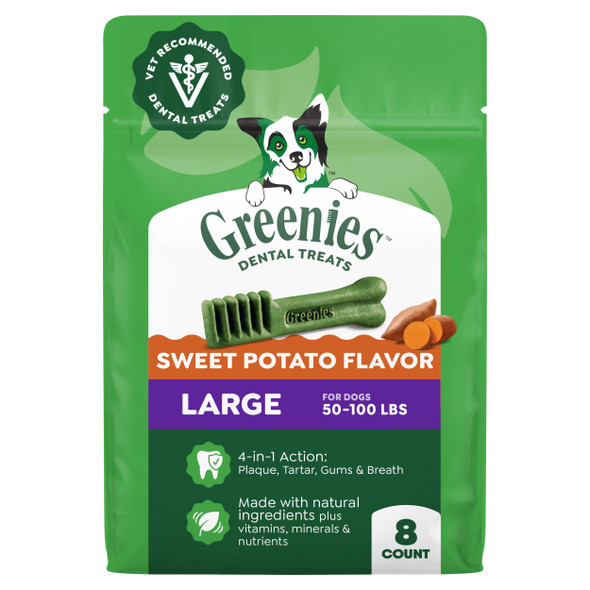 Greenies Large Dog Dental Chews Sweet Potato Flavor . Pack 12 Oz 8 Count