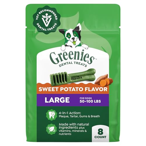 Greenies Large Dog Dental Chews Sweet Potato Flavor . Pack 12 Oz 8 Count