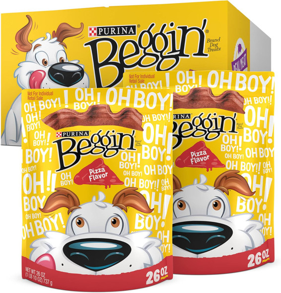 Purina Beggin' Dog Treats With Real Bacon, Pizza Flavor - (Pack of 2) 26 oz. Pouches Purina Beggin' Dog Treats With Real Bacon, Pizza Flavor - (Pack of 2) 26 oz. Pouches