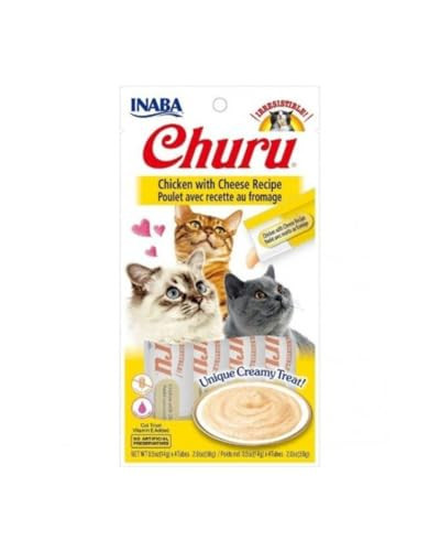 Inaba Churu Lickable Pur'e Natural Cat Treats (Chicken With Cheese Recipe 4