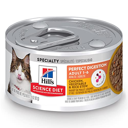 Hill's Science Diet Adult 16 Perfect Digestion Wet Cat Food Chicken Vegetable & Rice 2.9 Oz 24Pack