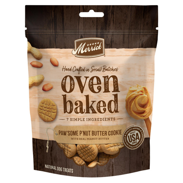 Merrick Oven Baked Dog Treats Natural Cookies For Dogs Paw'some P'nut Butter 11 Oz