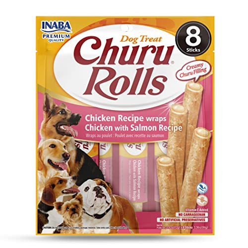 Inaba Churu Rolls Chicken Wraps Chicken With Salmon Recipe Dog Treats 3.36 Oz