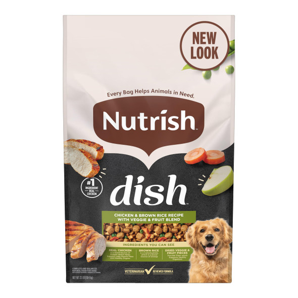 Nutrish Dish Premium Dry Dog Food Chicken & Brown Rice Recipe With 23 Pounds