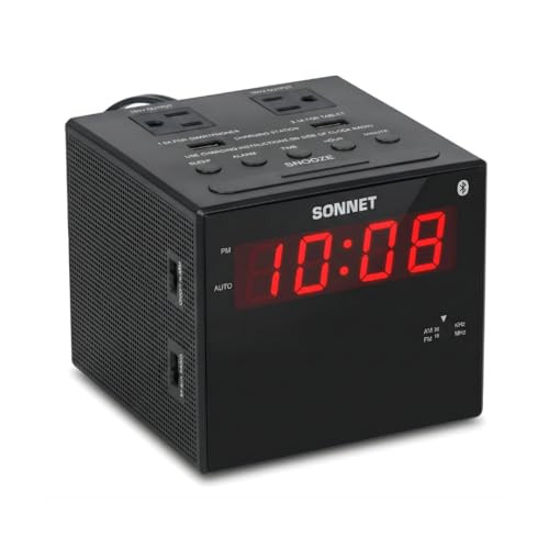 KenTech Sonnet Digital Alarm Clock Radio With Charging Station Bluetooth Am/Fm Radio