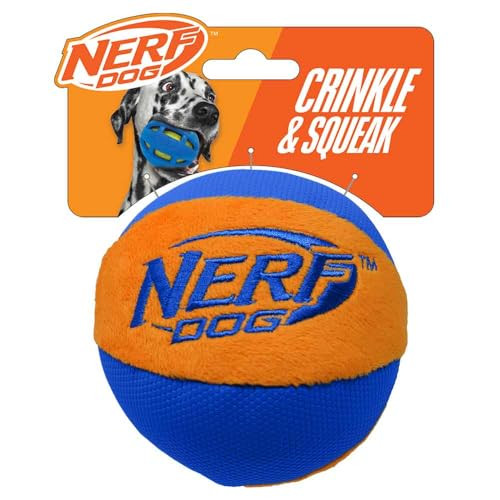 Nerf Dog Trackshot Ball Dog Toy With Interactive Squeaker And Crunch Lightweight Durable 4.5 Inches