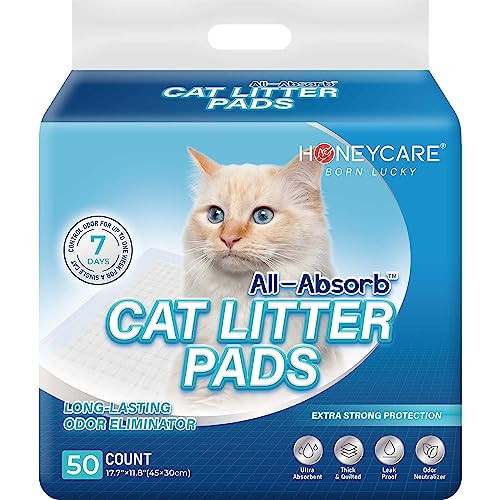 Honey Care AllAbsorb Cat Litter Pad Refills For Litter Box 17.7X11.8 50 Count