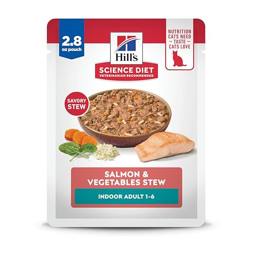 Hill's Science Diet Adult 16 Indoor Wet Cat Food Salmon & Vegetables Stew 2.8 Oz 24Pack