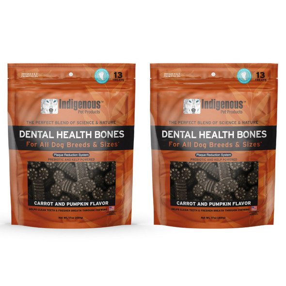 Indigenous Pet Dental Health Bones Carrot & Pumpkin 2Pack Each 17 Oz 2Pack
