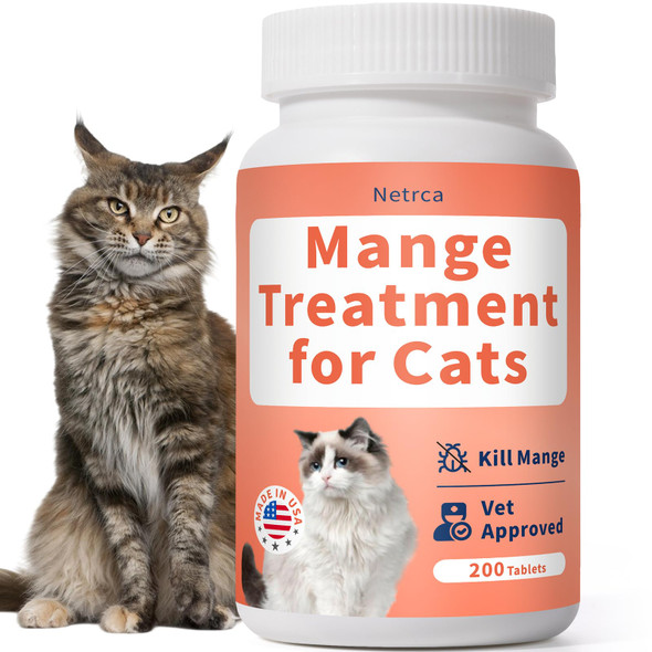 Netrca Mange Treatment Cats Hair Regrowth Skin Repair Treats Scratching Itch &