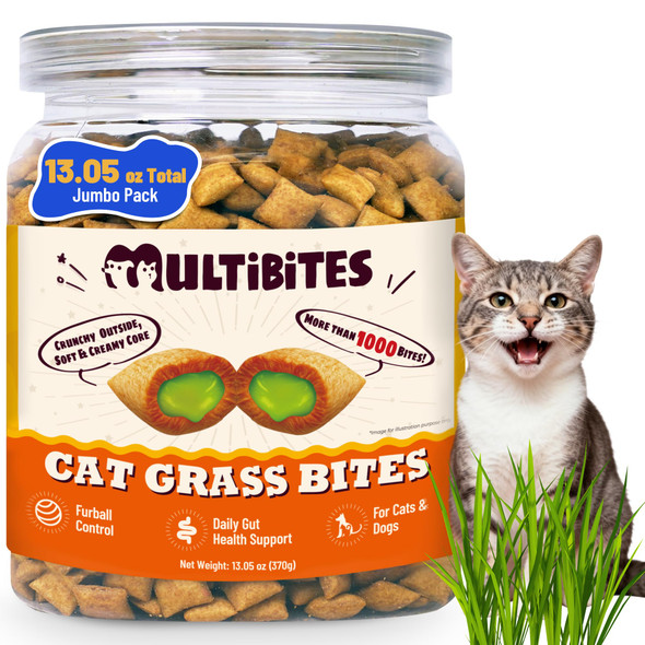 Multibites Cat Grass Treats For Indoor Cats With Taurine For Cats And 13.05Oz