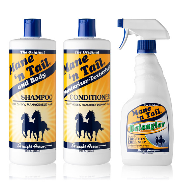Mane 'n Tail 3 Pc Kit Includes Shampoo Conditioner Detangler 32 Ounce