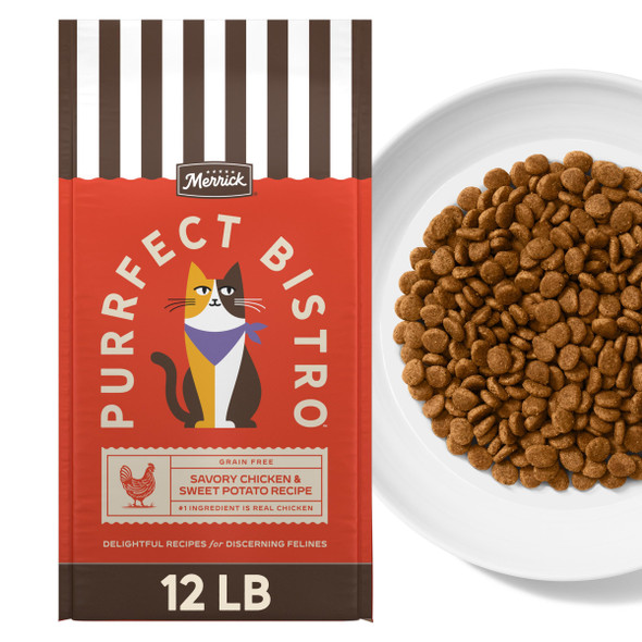 Merrick Purrfect Bistro Grain Chicken'and Sweet Potato Recipe Natural Dry Cat 12 Lb