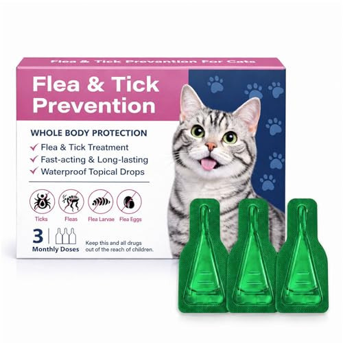 Nice2Cu Topical Flea & Tick Drops For Cats & Kittens Waterproof Monthly 1.5 Lbs