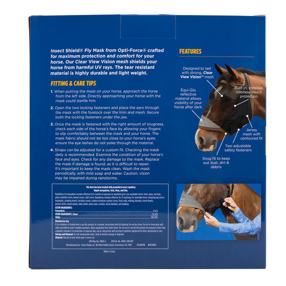Manna Pro OptiForce Horse Fly Mask Insect Shield Repellent Uv Protected ClearView Mesh