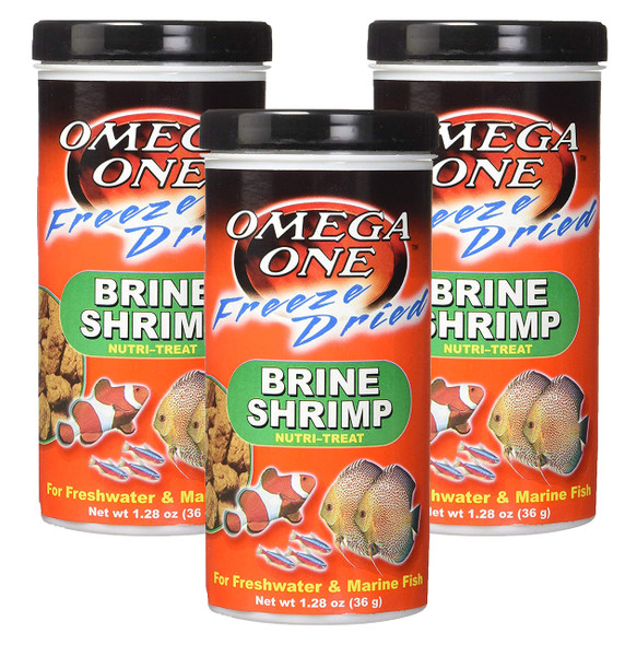 Omega One Freeze Dried Brine Shrimp (3 Pack 1.28 Oz 3 Pack