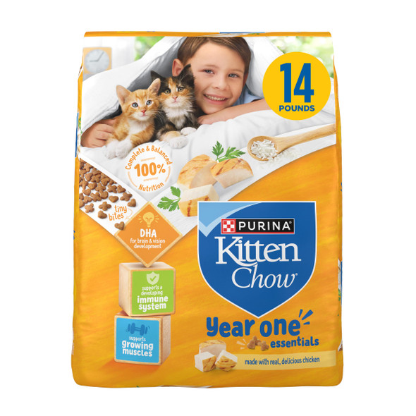 Purina Cat Chow Kitten Chow'year One Essentials With Real Chicken HighProtein Complete And Balanced 14 Lb