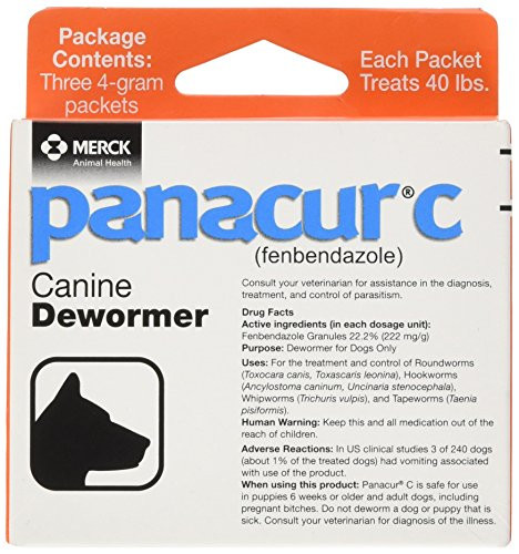 Panacur C Canine Dewormer (Fenbendazole) (Pack Of 1) Red 4 Gram 3 Count