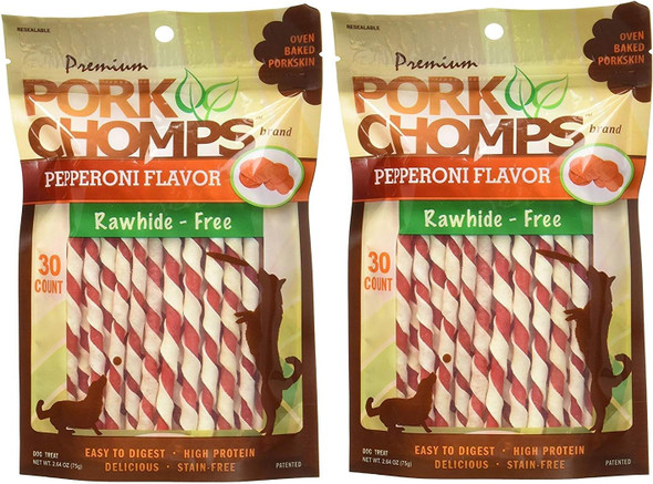 Scott Pet Products Premium Pork Chomps Pepperoni Dog Chews - Mini Twistz Dog Treats in Pepperoni Flavor, 60 Pieces (Two 30-Pieces Bags) Scott Pet Products Premium Pork Chomps Pepperoni Dog Chews - Mini Twistz Dog Treats in Pepperoni Flavor, 60 Pieces (Two 30-Pieces Bags)
