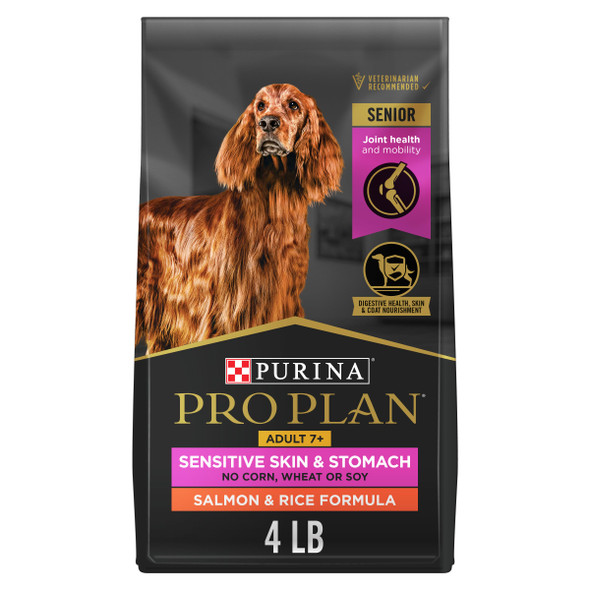 Purina Pro Plan Sensitive Skin And Stomach Dry Dog Food Senior Adult 7 Plus 4 Lb