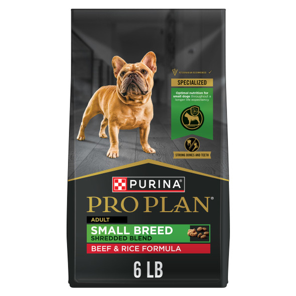 Purina Pro Plan Small Breed Dry Dog Food Shredded Blend Beef And Rice Formula 6 Lb