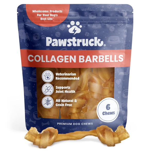 Pawstruck Natural Large Collagen Stick Barbells For Dogs VetApproved Long Lasting Chew 6 Pack