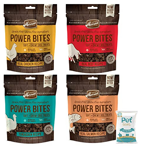 Pet Faves 4 Pack) Merrick Power Bites Natural Grain Gluten Soft 10Ct 4 Pack