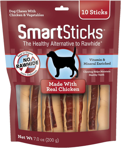 SmartBones SmartSticks, Treat Your Dog to a Rawhide- Chew Made With Real Chicken and Vegetables,10 sticks SmartBones SmartSticks, Treat Your Dog to a Rawhide- Chew Made With Real Chicken and Vegetables,10 sticks