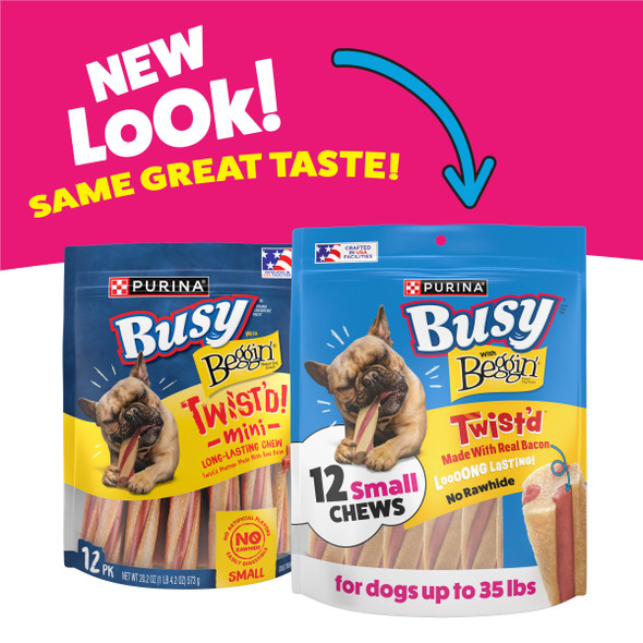 Purina Busy With Beggin' Twist'd Mini Adult Dog Chew Bone Treats . Pouch 12 Ct