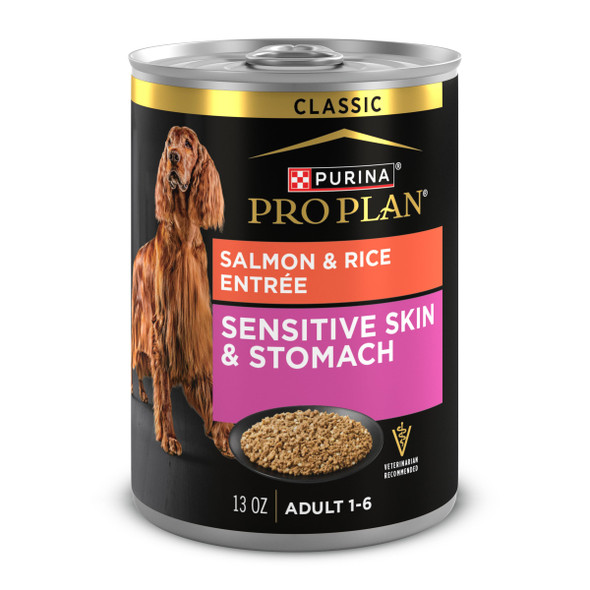 Purina Pro Plan Sensitive Skin And Stomach Dog Food Wet Classic Pate Salmon And 13 Oz Pack Of 12