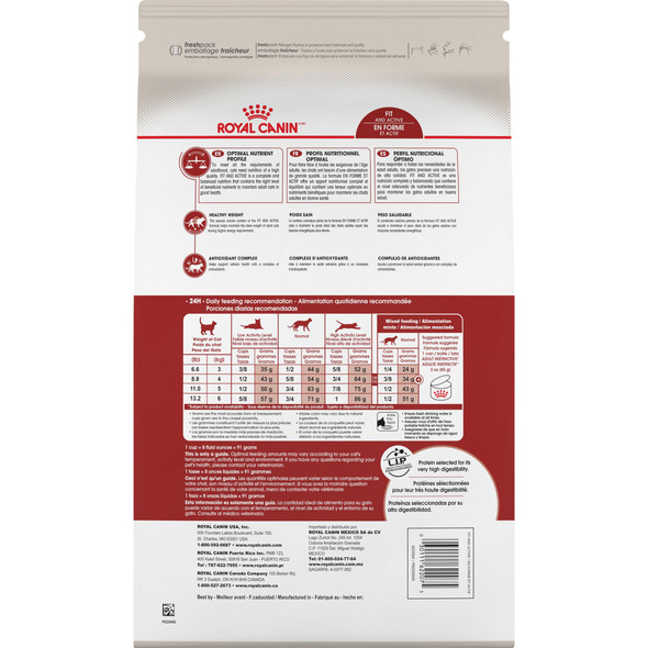 Royal Canin Feline Health Nutrition Fit And Active Adult Dry Cat Food Bag 3 Lb