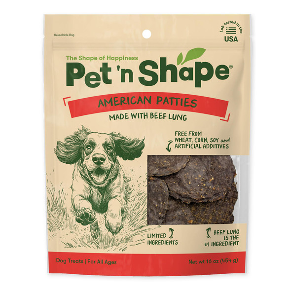 Pet 'n Shape All American Beef Lung Patties Dog Treats 1Lb