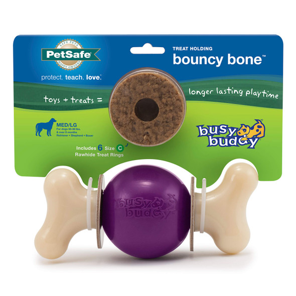 Petsafe Busy Buddy Bouncy Bone Treat Holding Dog Toy Medium/Large Best For 5090 Lb