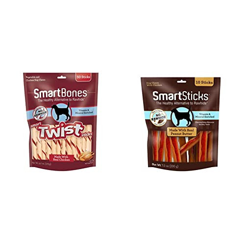Smartbones Twist Sticks The Healthy Alternative To Rawhide & Smartsticks Treat Your