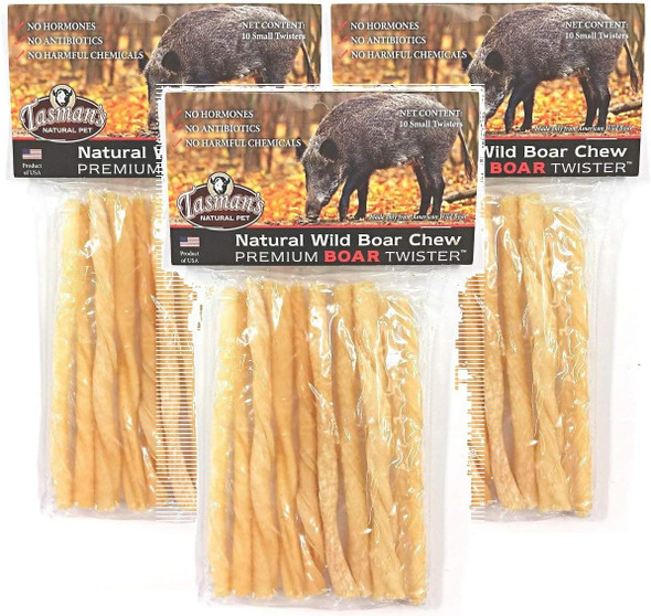Natural Pet Premium Wild Boar Twister Dog Chews, Pack of 10 (30 Chews)
