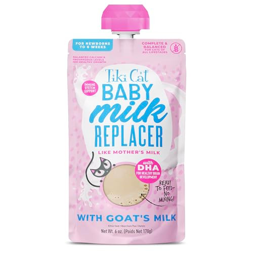 Tiki Pets Cat Baby Milk Replacer Goat Milk . Spout Pouch 6 Oz 6 Count