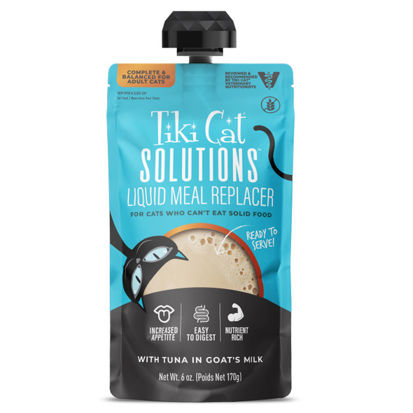 Tiki Pets Cat Solutions Liquid Meal Replacer Wet Cat Food Tuna In Goat's 6 Oz 6 Pack